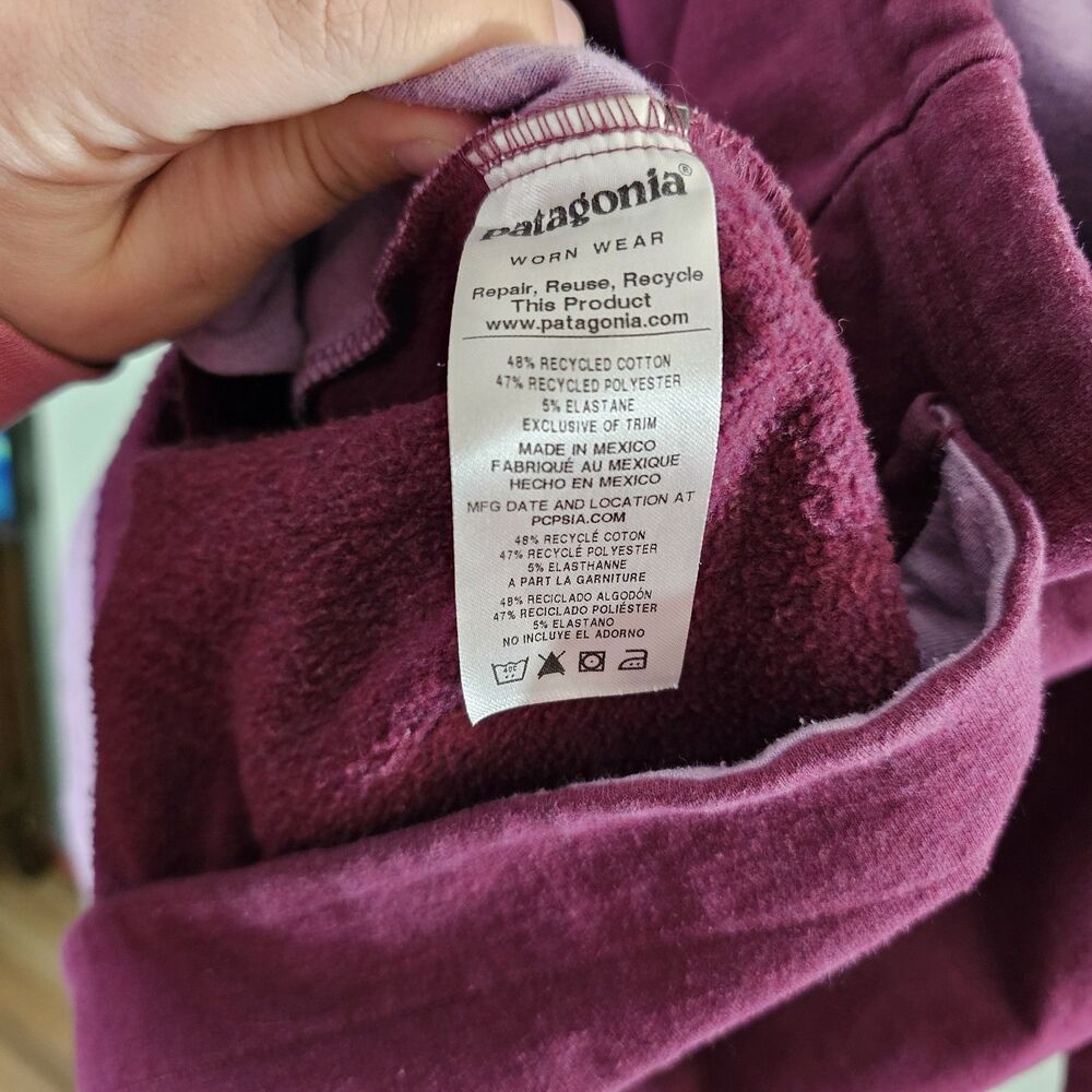 Patagonia Womens P6 Logo Aprisal Hoodie Hoodie Sweatshirt Size Large‎ Burgundy - Picture 8 of 8
